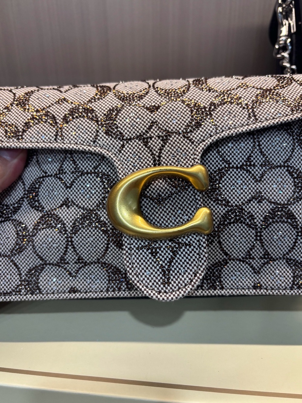 Coach White Signature Canvas Shoulder Bag with Gold 'C' Hardware